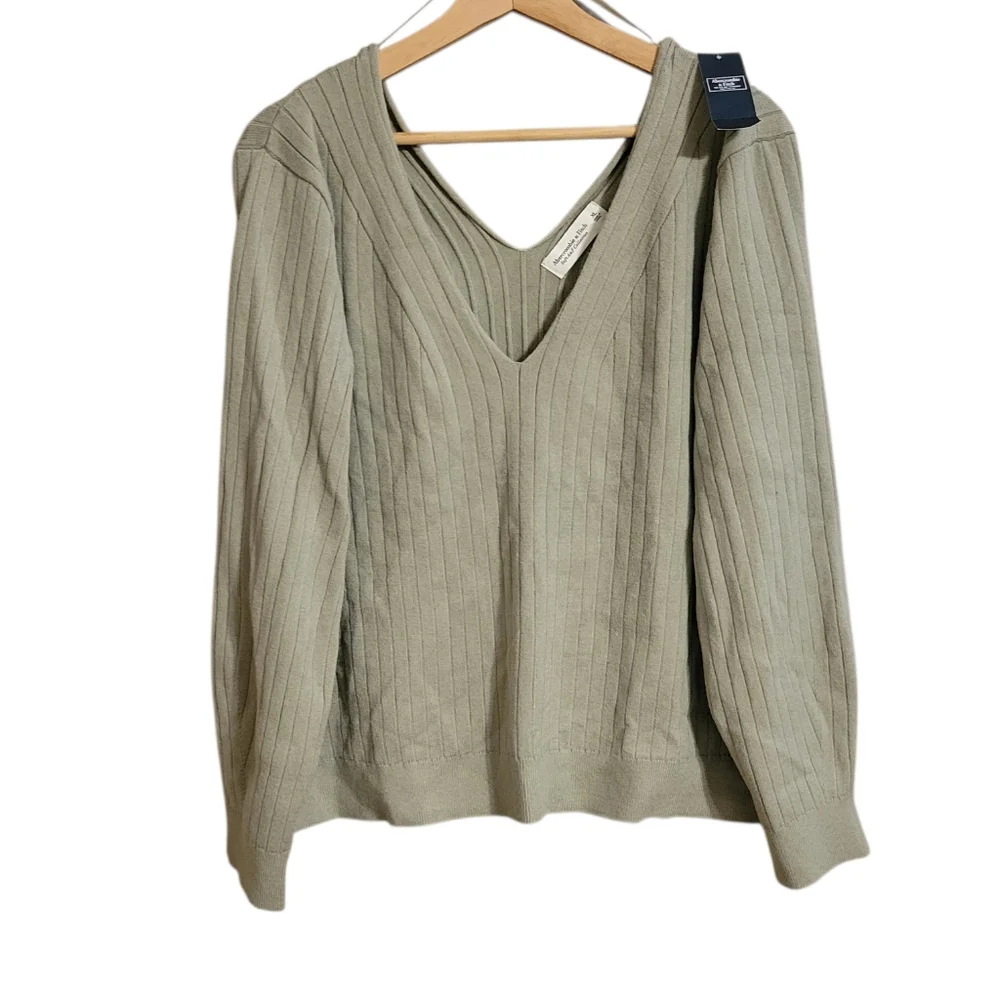 Abercrombie Soft A&F Green Ribbed Boxy Sweater